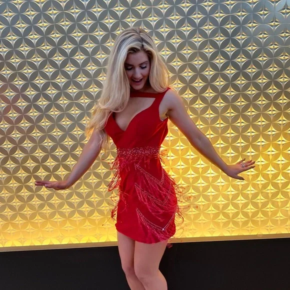 Rachel Allan | Dresses | Rachel Allan Red Fringe Mini Dress | Poshmark